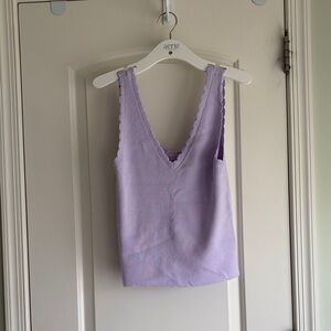 Aerie Lavender Scalloped V-Neck Tank Top